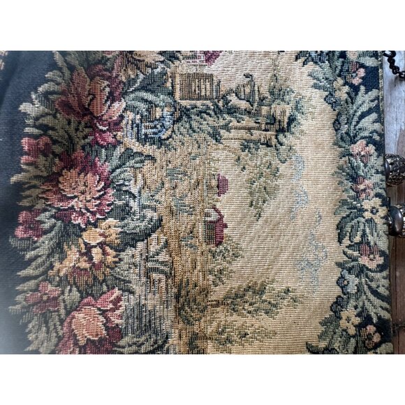 Vintage Floral Tapestry Purse With Clasp Closure & Chain Handle - Picture 2 of 5